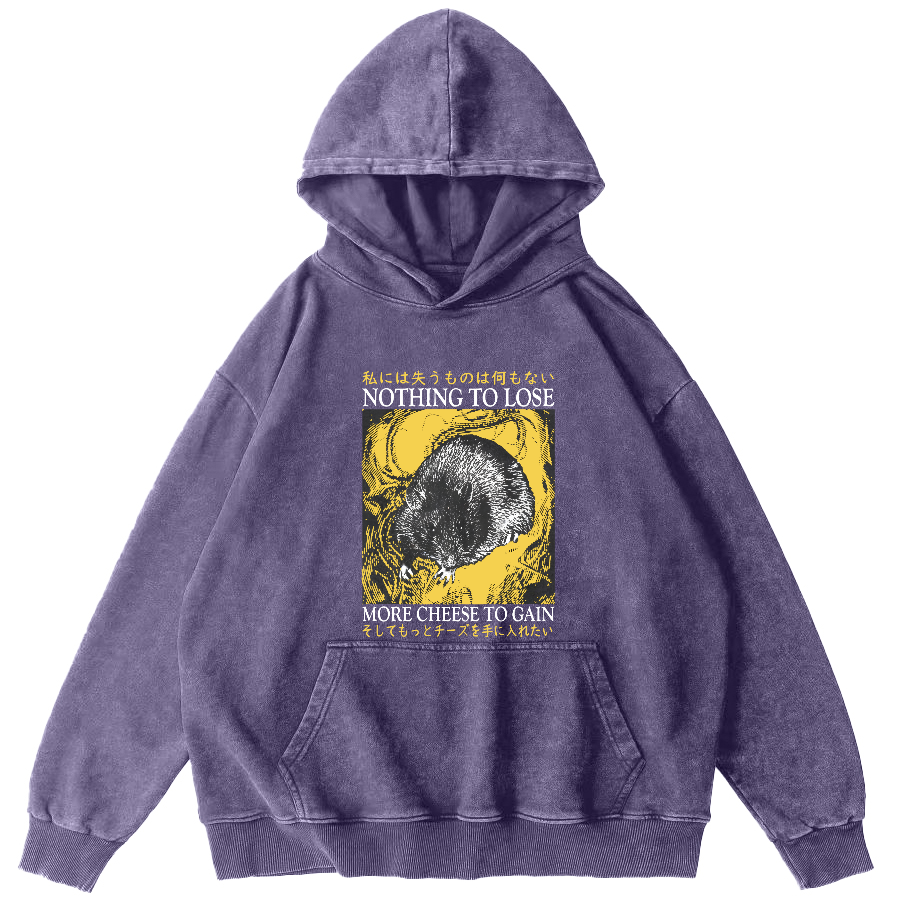 Mouse Pattern Japanese Sstyle Vintage Distressed Hoodie-Zazasy