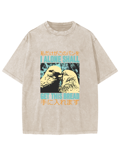 Vintage Dove Pattern Japanese Washed T-shirt-Zazasy