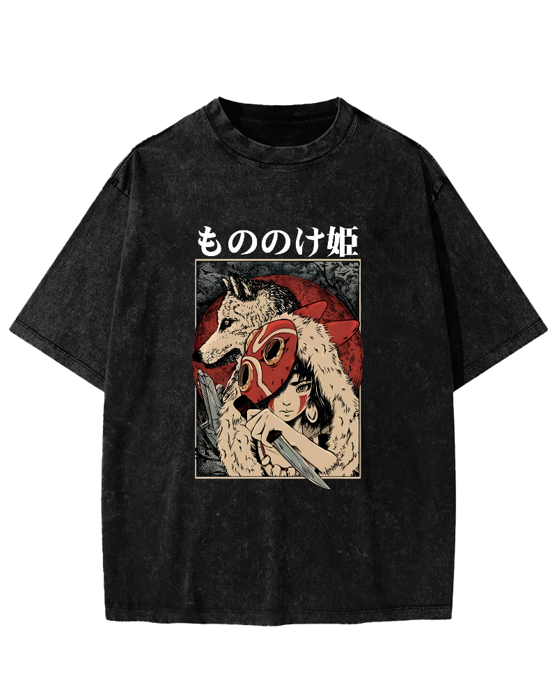 Anime Pattern Japanese Style Vintage Distressed T-shirt-Zazasy