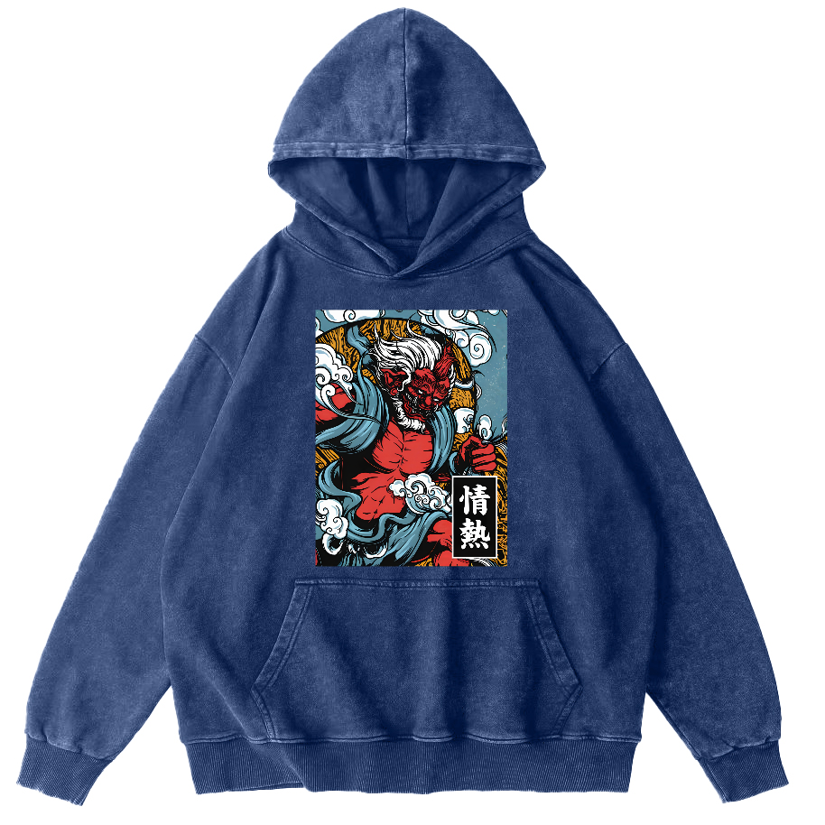 Passionate Japanese Style Image Vintage Distressed Hoodie-Zazasy