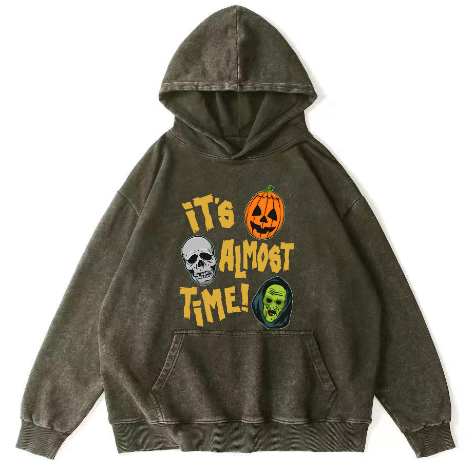 It‘s Almost Time ﻿ Vintage Washed Hoodie-Zazasy