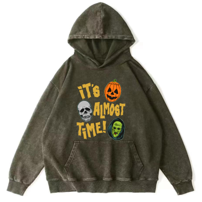 It‘s Almost Time ﻿ Vintage Washed Hoodie-Zazasy