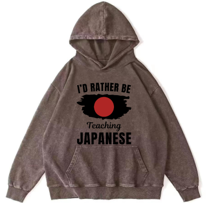 Id Rather Be Japanese  Vintage Washed Hoodie-Zazasy