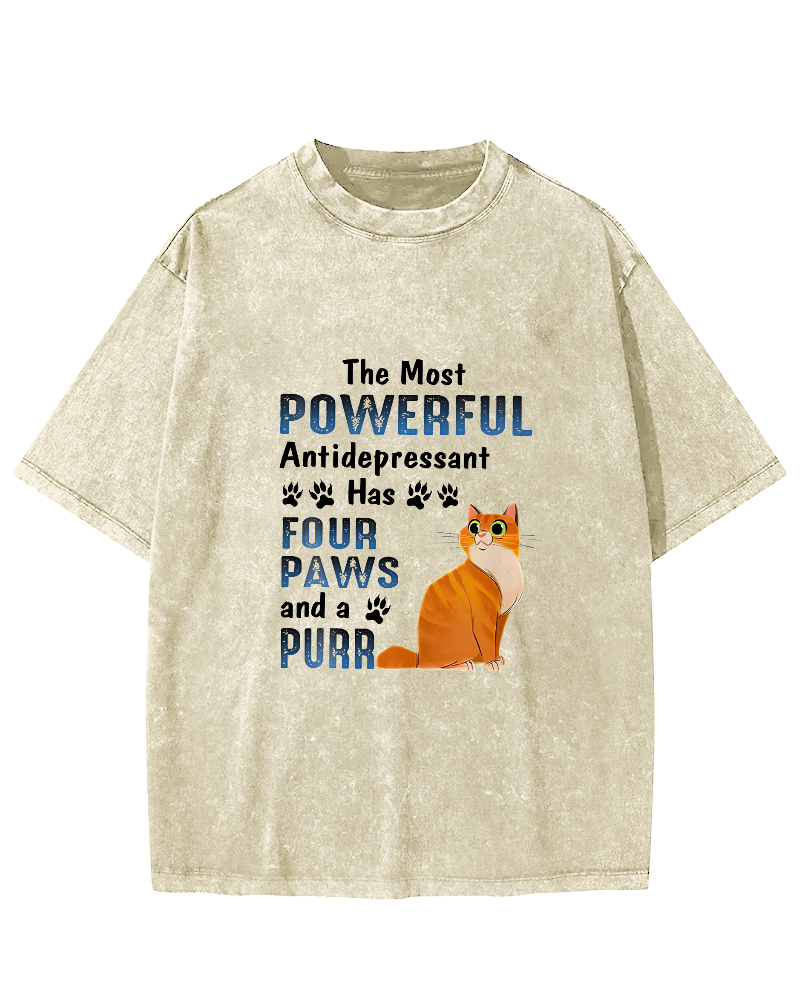 Cute Kitten Leisure Vintage Distressed T-shirt-Zazasy