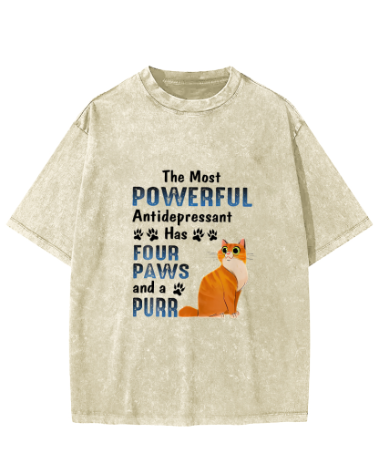Cute Kitten Leisure Vintage Distressed T-shirt-Zazasy