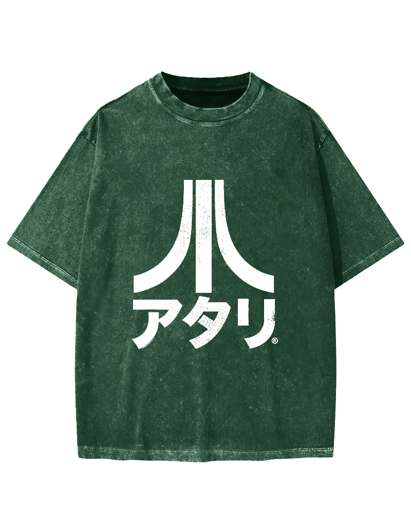 Japanese retro style Vintage Washed T-shirt