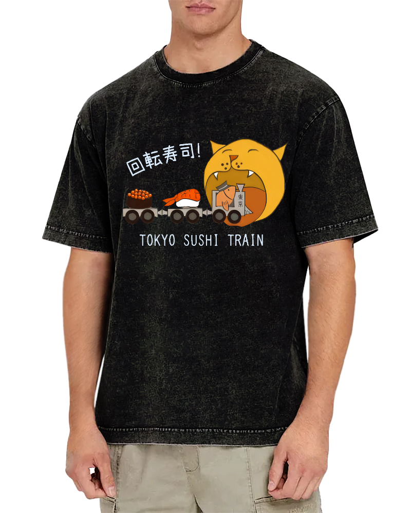 Tokyo Sushi Vintage Washed T-shirt-Zazasy