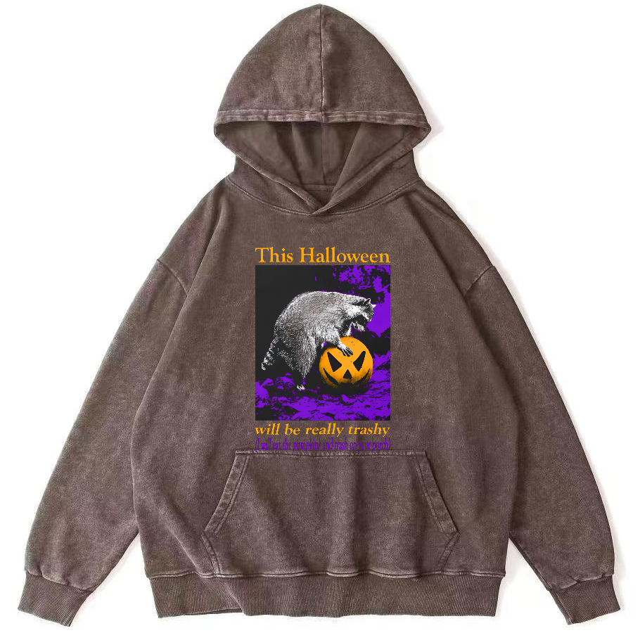This Year's Halloween Will Be a Vulgar Raccoon Vintage Distressed Hoodie-Zazasy