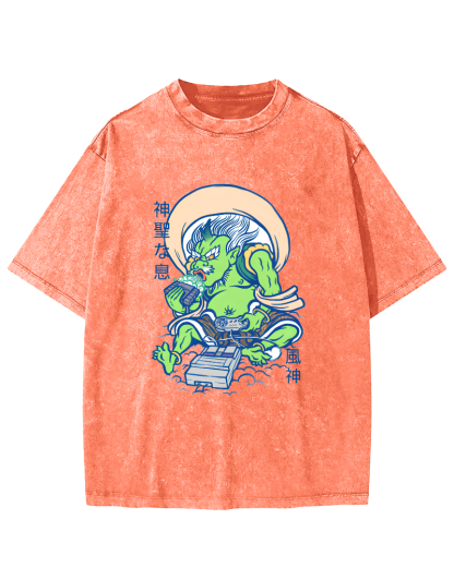 Abstract Monster Japanese Vintage Distressed T-shirt-Zazasy