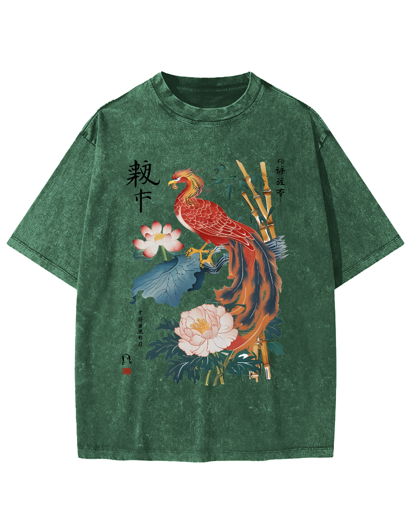 Proud Peacock Japanese Style Vintage Distressed T-shirt-Zazasy