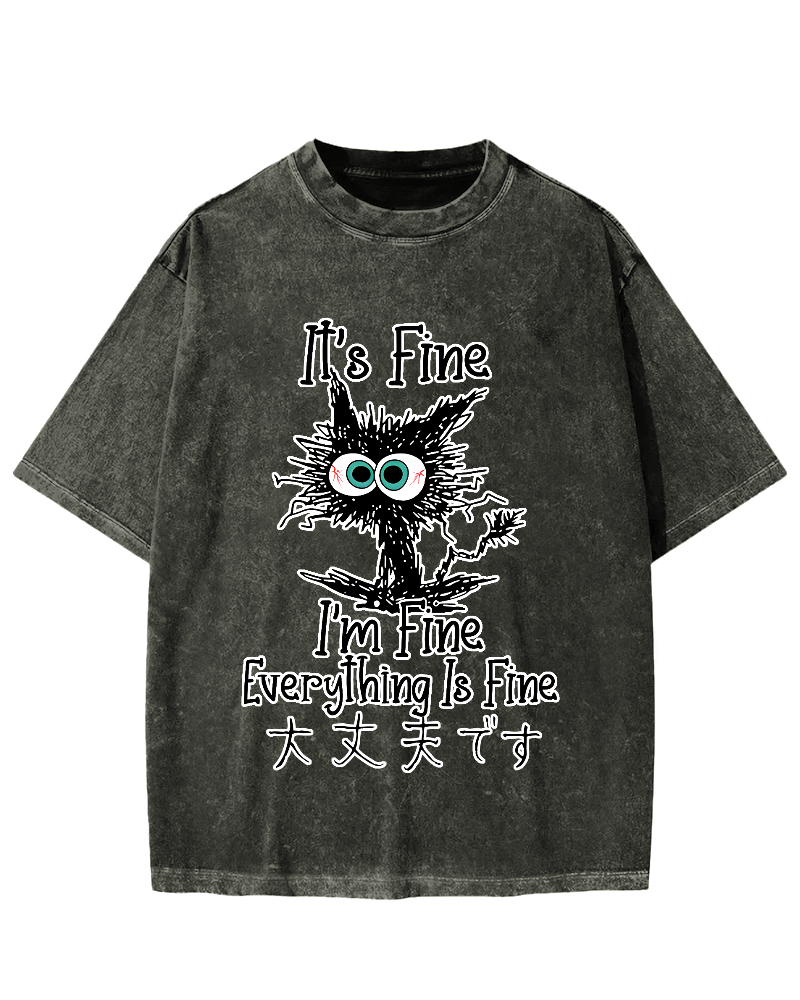 It's Fine Cat Vintage Washed T-shirt