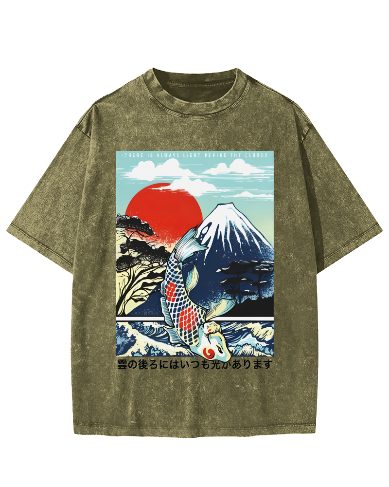 Ukiyo-e koi Vintage Washed T-shirt-Zazasy