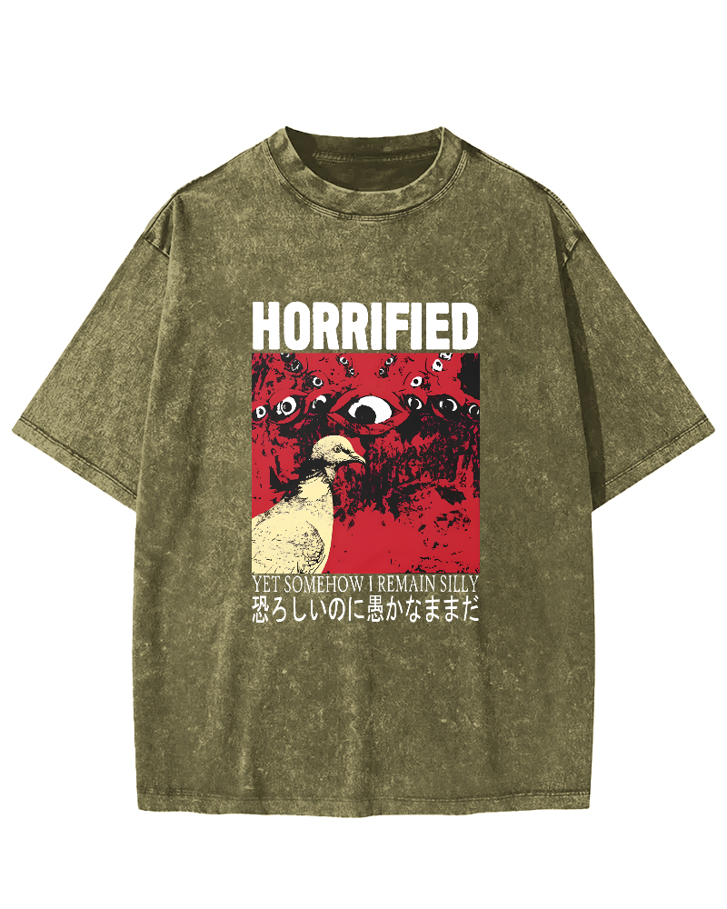 Abstract Pigeon Pattern Japanese Style Vintage Distressed T-shirt-Zazasy