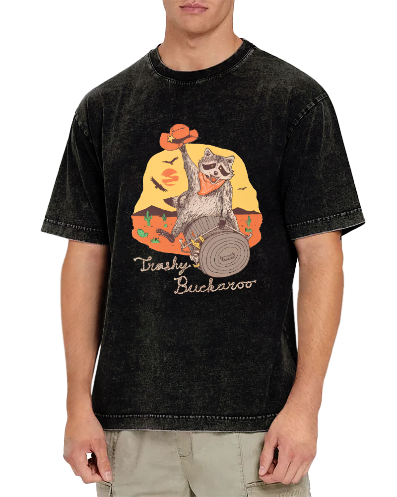 Raccoons Celebrating Halloween Vintage Distressed T-shirt-Zazasy