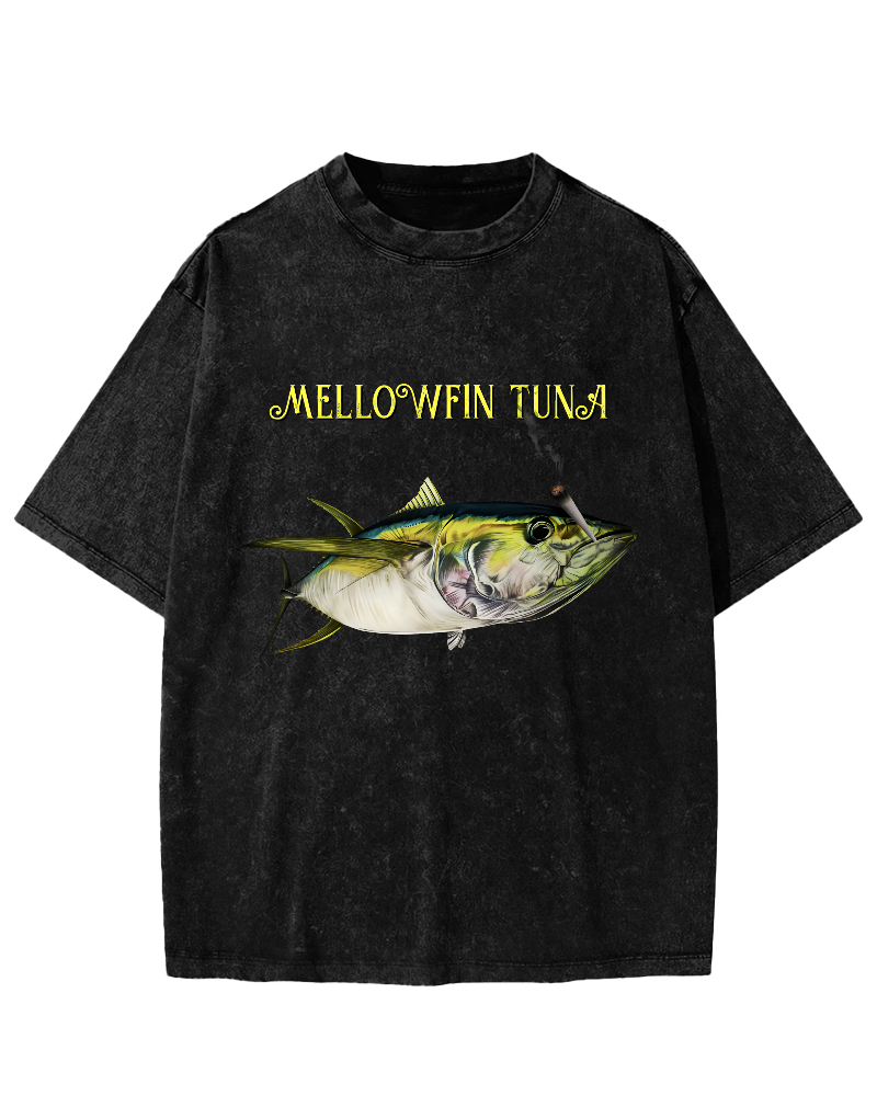 Japanese Tuna Pattern Vintage Distressed T-shirt-Zazasy