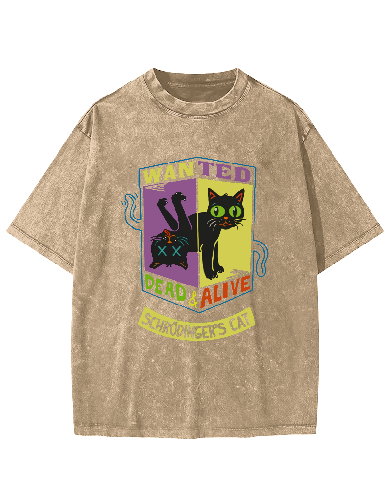 Schrodingers Cat Vintage Washed T-shirt-Zazasy