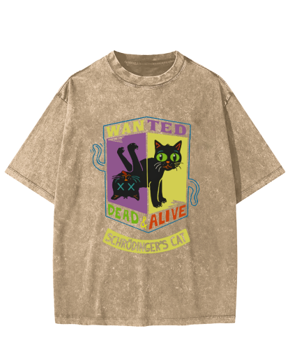 Schrodingers Cat Vintage Washed T-shirt-Zazasy