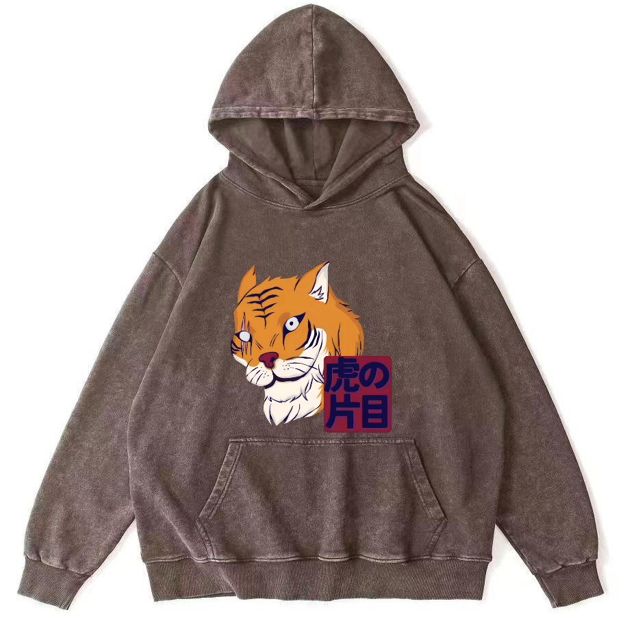 Japanese Tiger Vintage Washed Hoodie-Zazasy