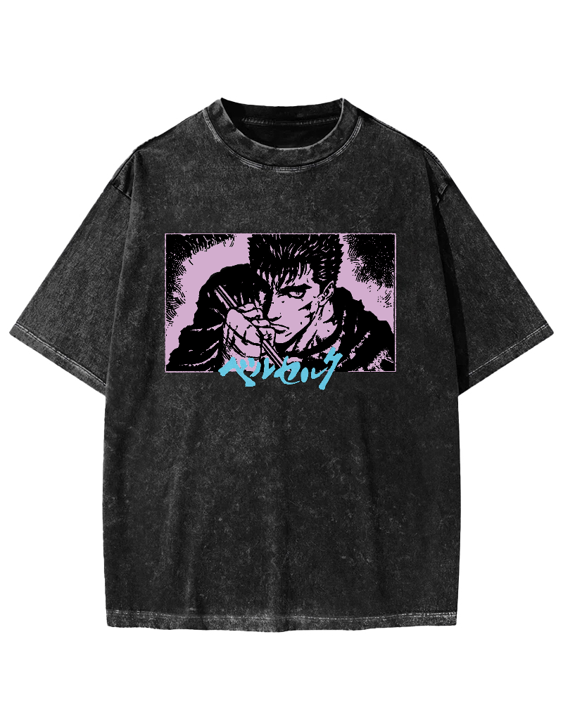 Japanese Anime BERSERK Vintage Washed T-shirt