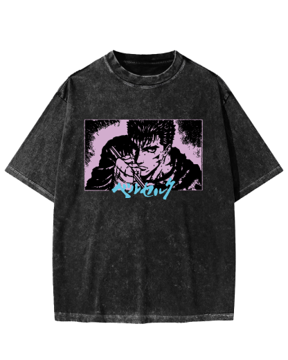 Japanese Anime BERSERK Vintage Washed T-shirt