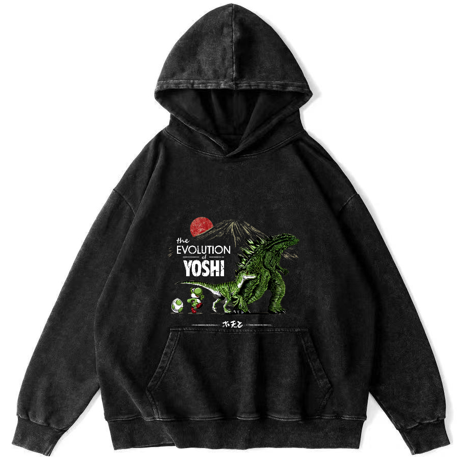 Retro Monster Japanese Style Vintage Distressed Hoodie-Zazasy