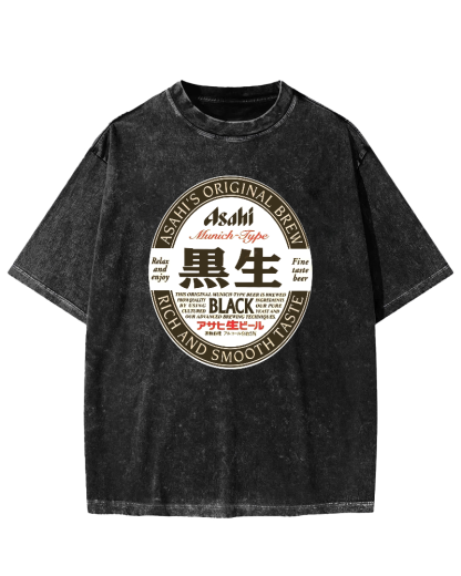 Asahi Nama Beer Black Vintage Washed T-shirt