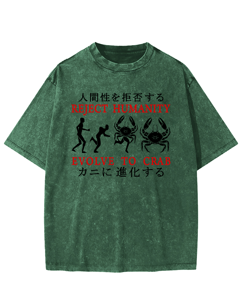 Refusing Human Evolution into Crabs Vintage Washed T-shirt