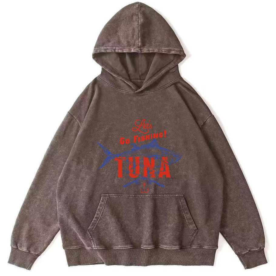 Sea fishing tuna Japanese washed hoodie-Zazasy