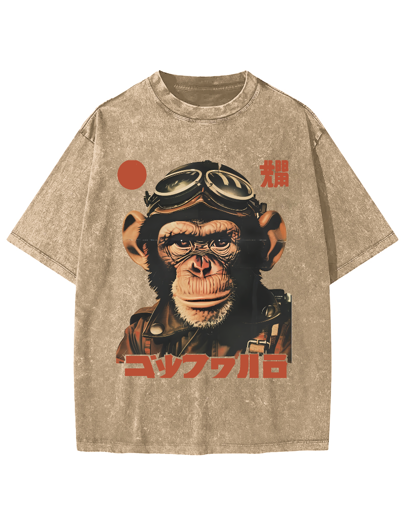 Gorilla Japanese Vintage Distressed T-shirt-Zazasy