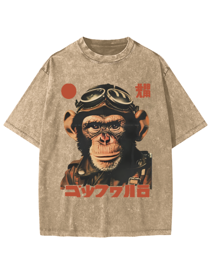 Gorilla Japanese Vintage Distressed T-shirt-Zazasy