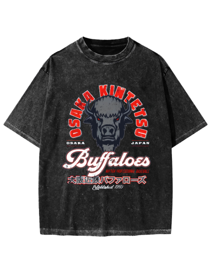 Osaka Kintetsu Buffaloed Vintage Washed T-shirt-Zazasy