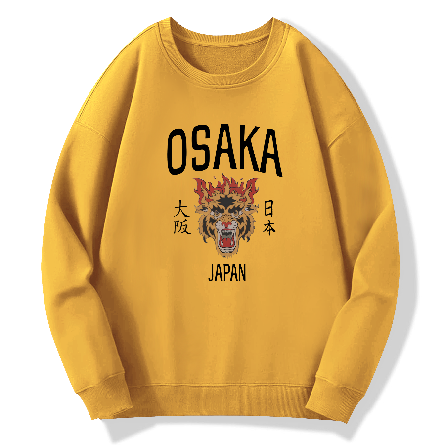 Osaka, Japan Retro Tiger Cotton Pullover Sweatshirt