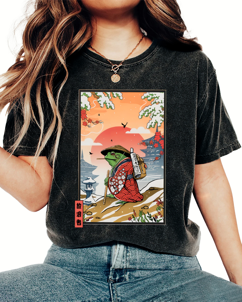 Wanderer Japanese Vintage Washed T-shirt-Zazasy