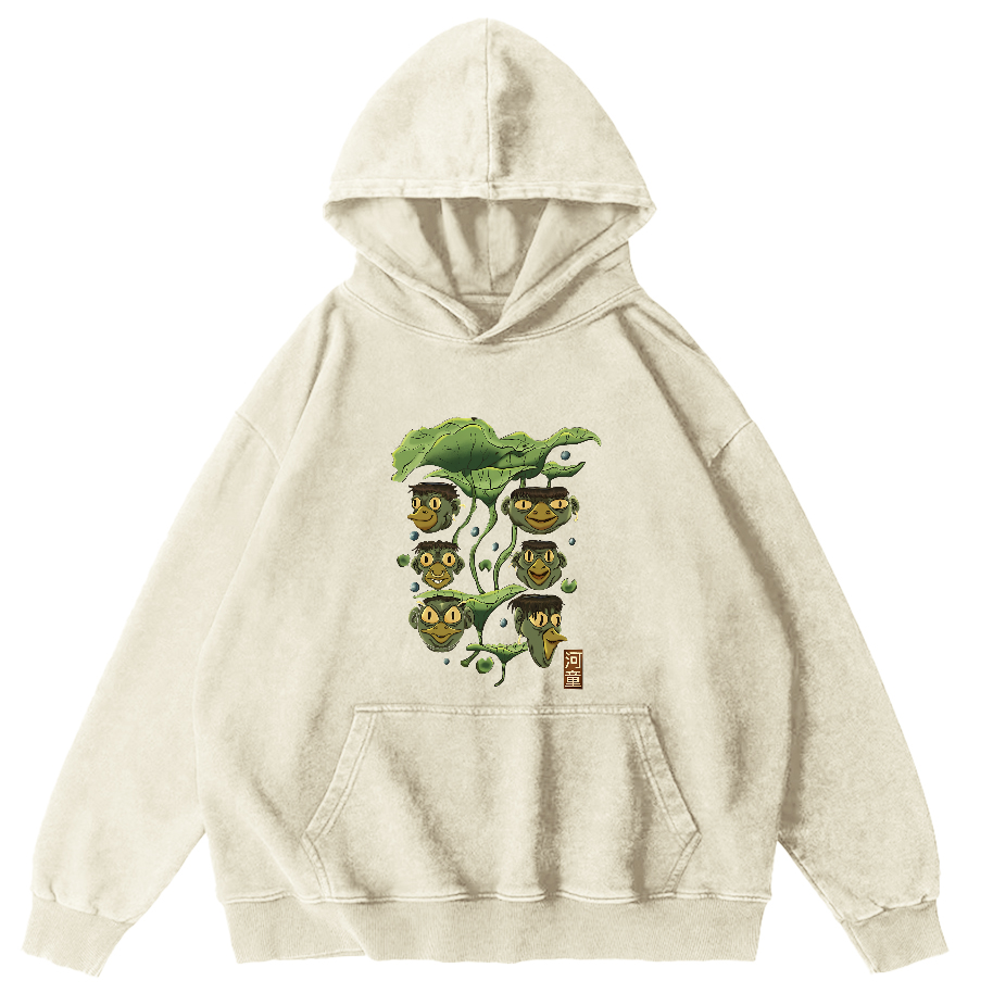 Cute Cartoon Pattern Japanese Style Vintage Distressed Hoodie-Zazasy