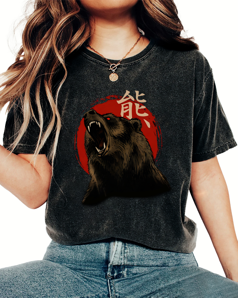 Brown Bear Vintage Distressed T-shirt-Zazasy