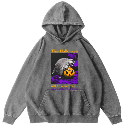 This Year's Halloween Will Be a Vulgar Raccoon Vintage Distressed Hoodie-Zazasy