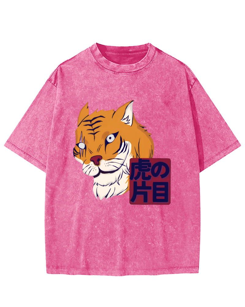 Japanese Tiger Vintage Washed T-shirt-Zazasy