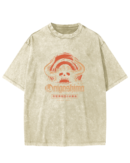 Japanese Monster Pattern Vintage Distressed T-shirt-Zazasy
