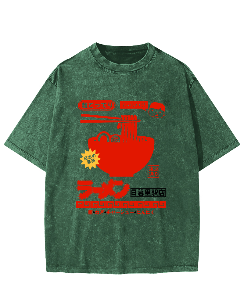 Tokyo Lamian Noodles Vintage Washed T-shirt-Zazasy
