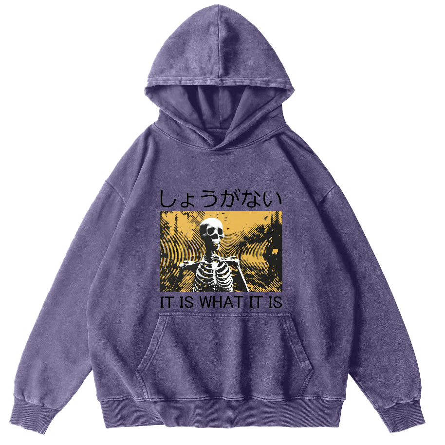 Retro Skeleton Japanese Style Vintage Distressed Hoodie-Zazasy