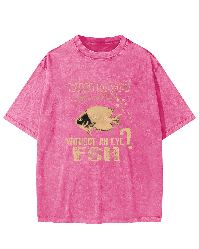 Retro Slogan Fish Pattern Vintage Distressed T-shirt-Zazasy