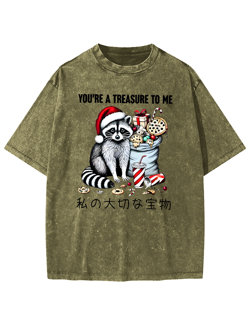 You are my treasure, Christmas wild raccoon Vintage Washed T-shirt