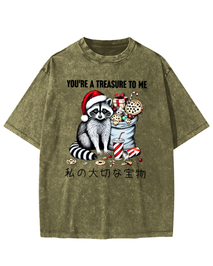 You are my treasure, Christmas wild raccoon Vintage Washed T-shirt