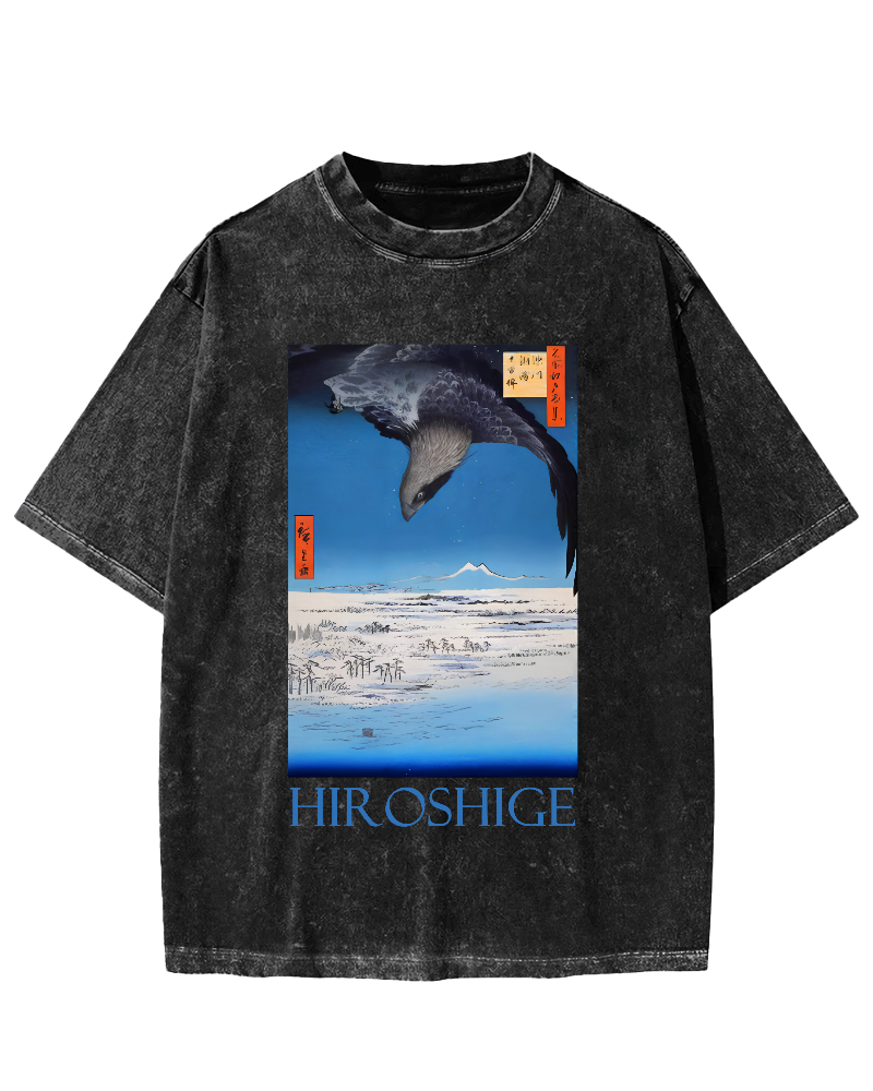 Hiroshige  Vintage Washed T-shirt-Zazasy