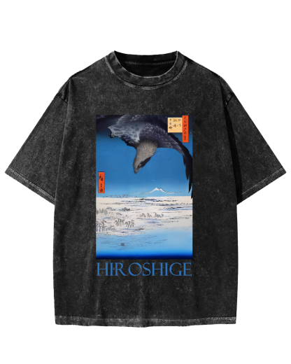 Hiroshige  Vintage Washed T-shirt-Zazasy