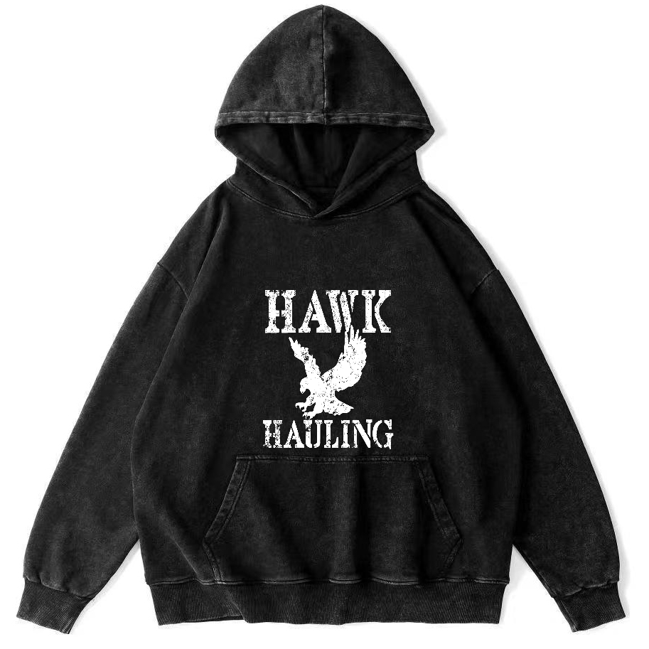 Retro Eagle Pattern Vintage Distressed Hoodie-Zazasy