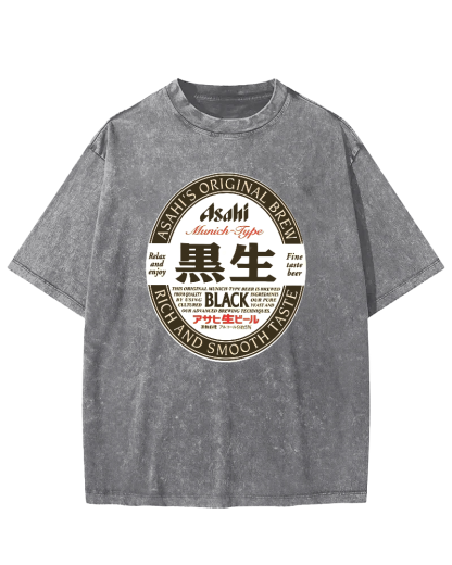 Asahi Nama Beer Black Vintage Washed T-shirt