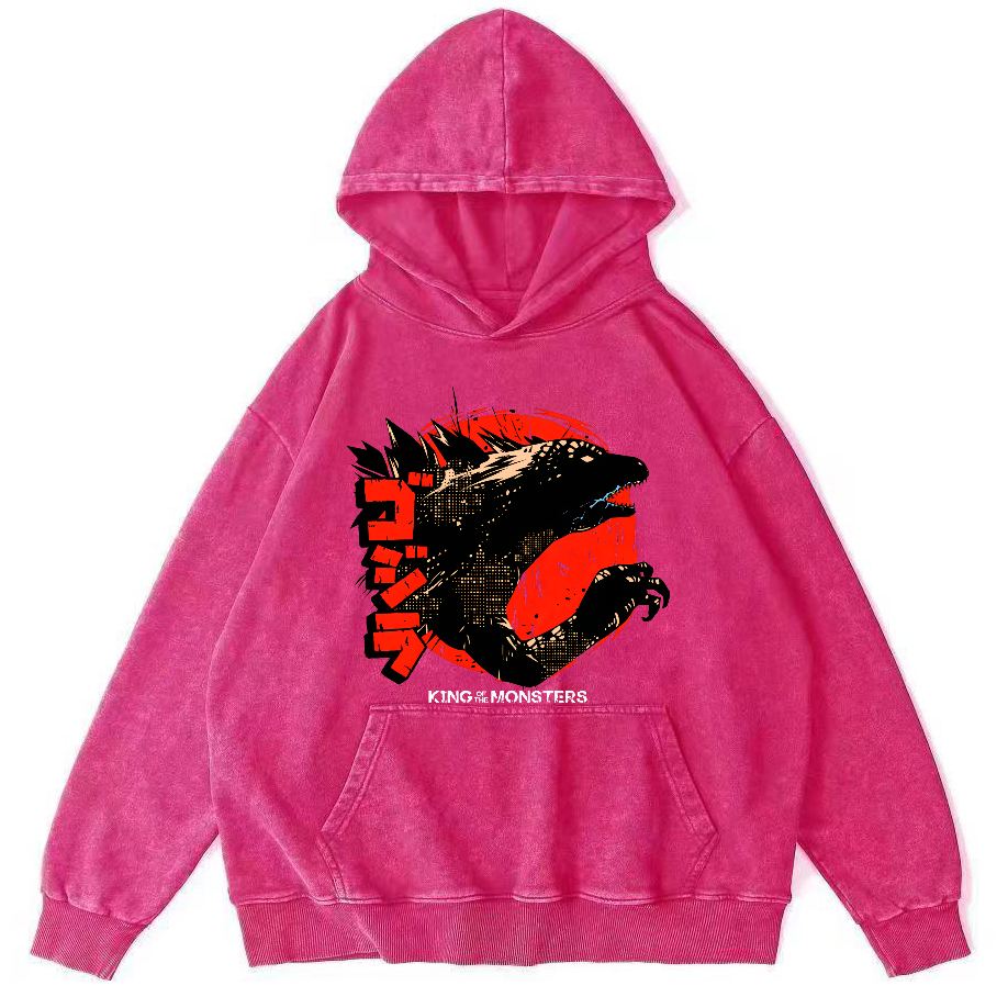 King oF Monsters Vintage Distressed Hoodie-Zazasy
