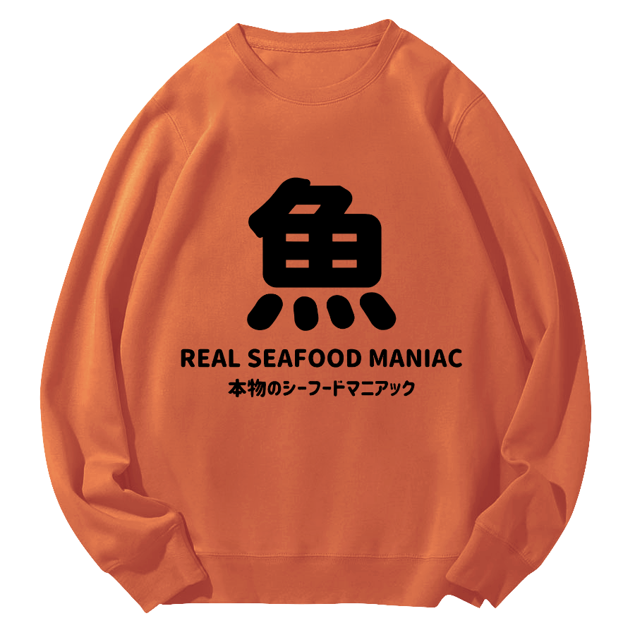 Japanese Fish Script Round Neck Sweatshirt-Zazasy