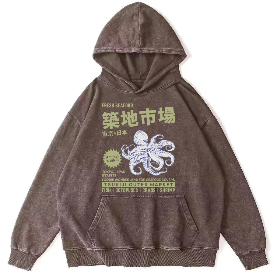 Japan's Tsukiji Market Vintage Washed Hoodie-Zazasy